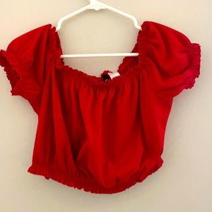 Divided Red Crop-top Size M